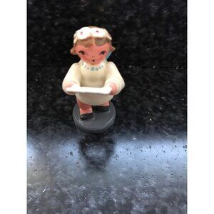 Vintage Christmas Wooden Angel Singing With Sheet Music In Her Hands  Erzgebirge